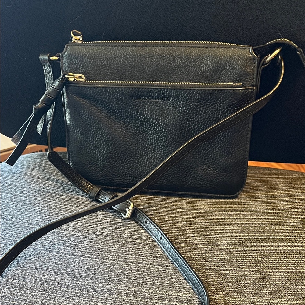 Vince Camuto Black Pebbled Leather Crossbody with Tassel